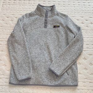 L.L. Bean Heathered Gray Snap Pullover
